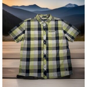 SMARTWOOL Men's Summit County Green Plaid Shirt Large Merino Wool Button Up-EUC